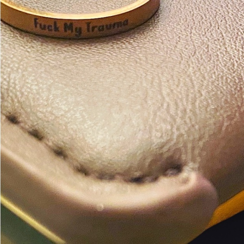 Gold Dainty Engraved Ring | Size 8 | “F***k My Trauma” | Statement Jewelry
